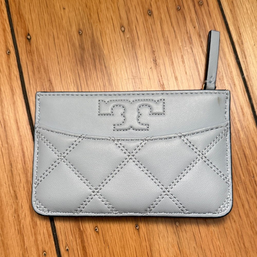 Baby Blue Quilted Tory Burch Card Holder